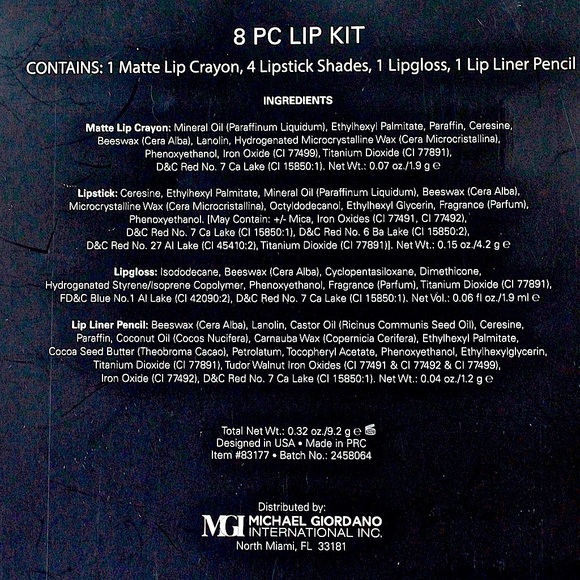 MAX STUDIO LIP KIT 8 PIECE KIT LIP GLOSS CRAYON STICK SHADES DESIGNED USA - Picture 4 of 5